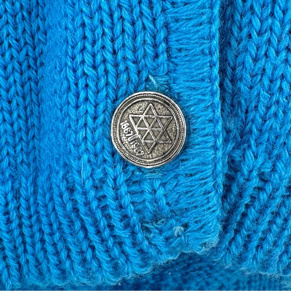 Vintage Made in Canada Lady Anne Blue & White Wool Cardigan Sweater - Picture 5 of 8